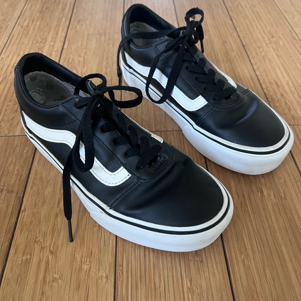 Vans Black Leather Platform Sneakers